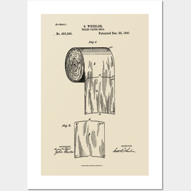 Toilet Paper Patent 1891 Wall Art by Joodls